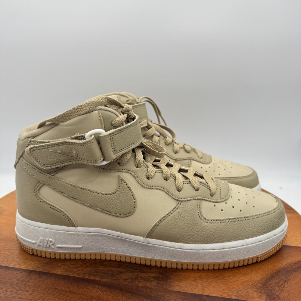 Nike Air Force 1 Mid 07 Shoes Mens 11.5 Limestone DV7585-200 Leather Sneakers